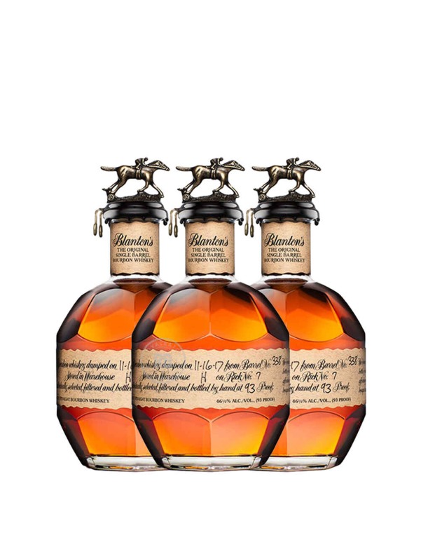 Blanton's Original Single Barrel Bourbon Whiskey 700ml (3 Pack) Bundle #007